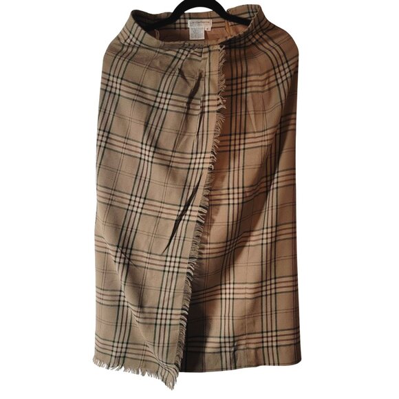 Vintage 90s,Y2k, Dark Academia Preppy Plaid Wool Blend Skirt With Fringe Details - Picture 2 of 15